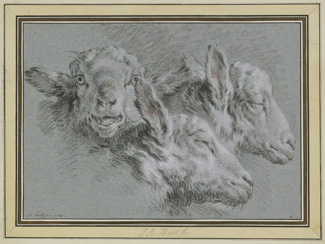 Jean-Baptiste Huet - Drei Schafsköpfe, wachend und schlafend