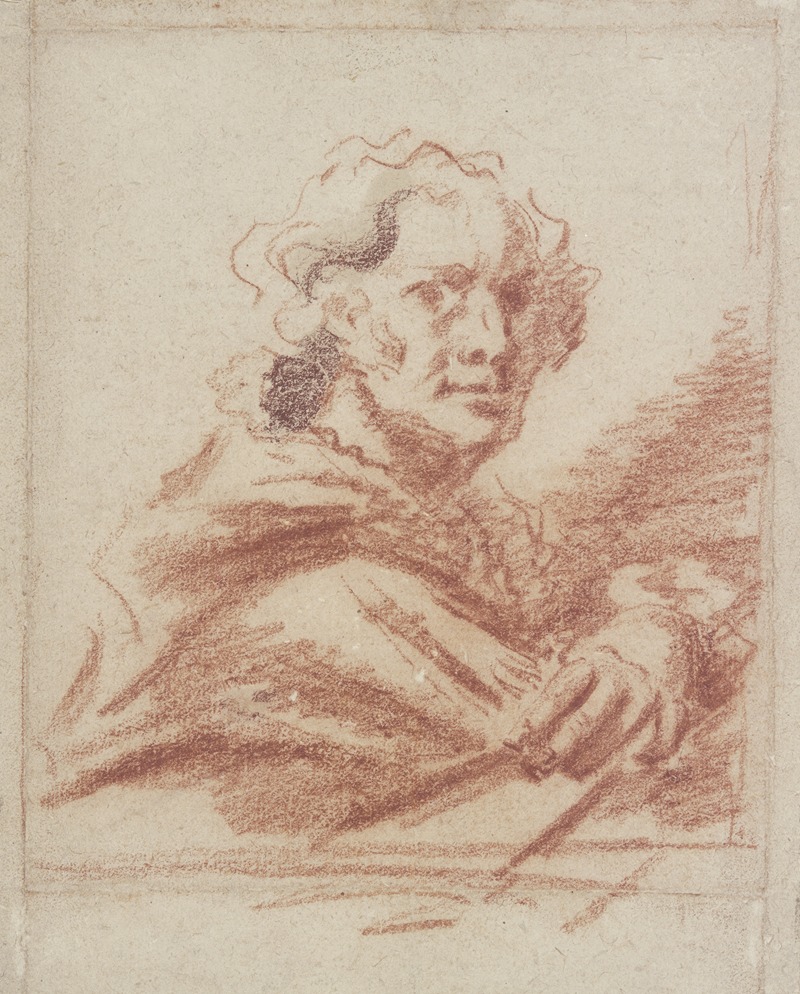 Jean-Honoré Fragonard - Brustbild eines Mannes im Dreiviertelprofil nach rechts