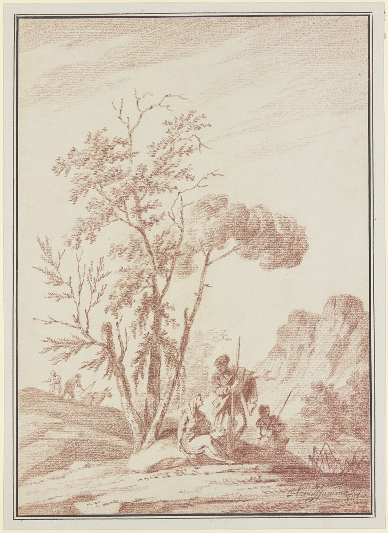 Jérôme Preudhomme - Drei Figuren unter einer Baumgrupppe