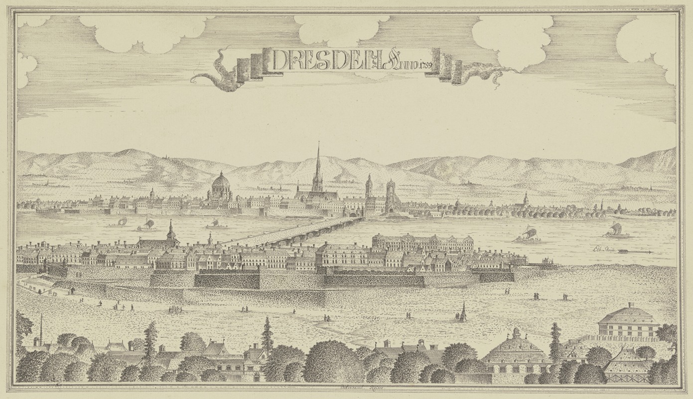 Johann Baptist Reiser - Ansicht von Dresden von der Neustadt aus