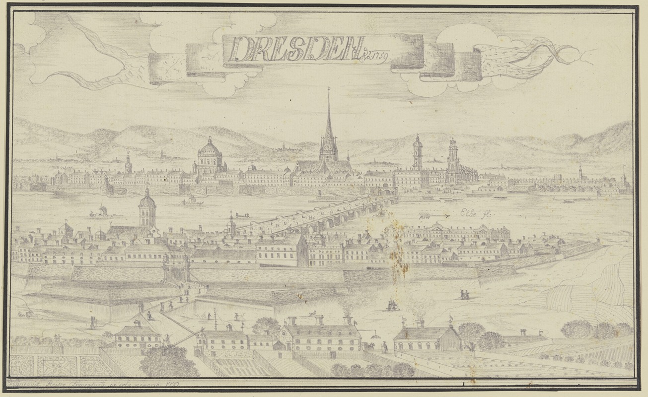 Johann Baptist Reiser - Ansicht von Dresden von Osten