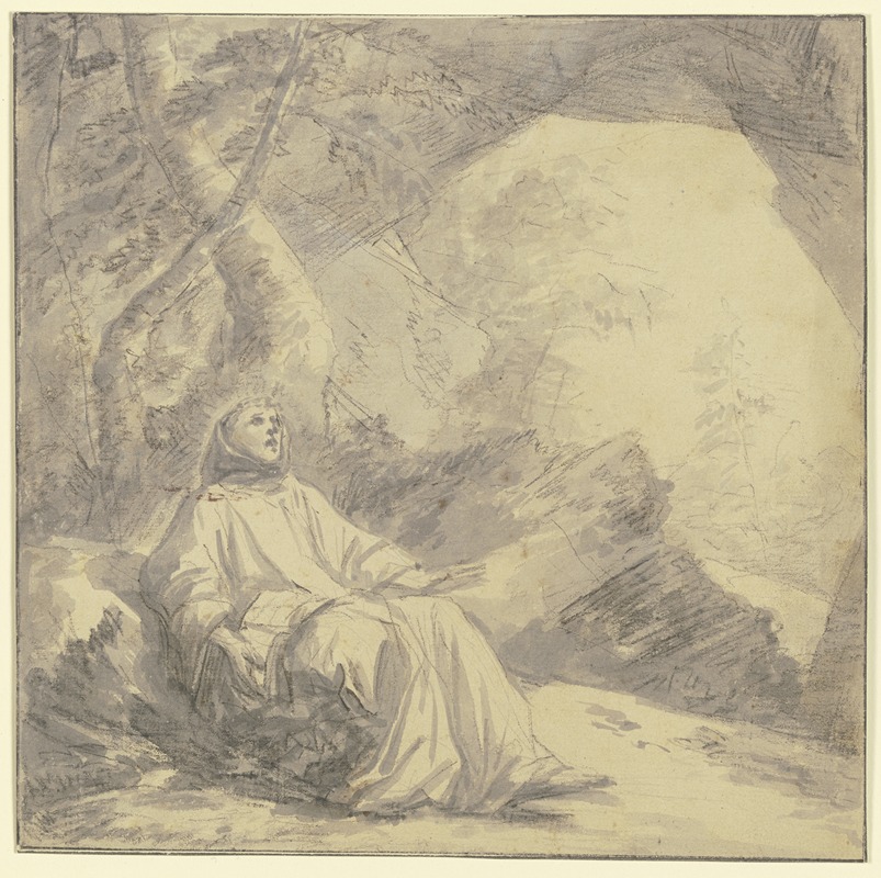 Laurent de la Hyre - Der Heilige Franziskus in der Höhle