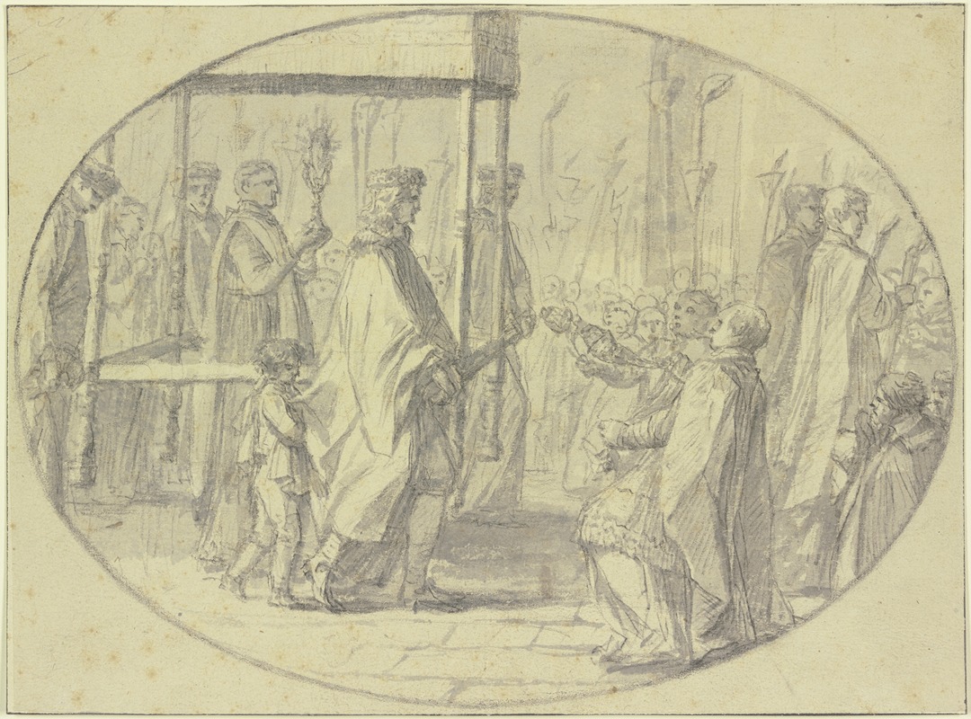 Laurent de la Hyre - Prozession, die Monstranz unter einem Baldachin getragen