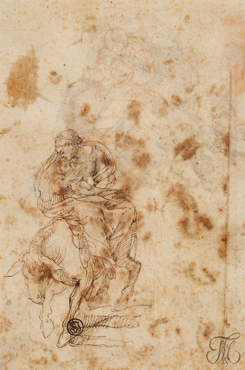 Lelio Orsi - Frau mit Kind auf einem Esel (Maria mit dem Kind)