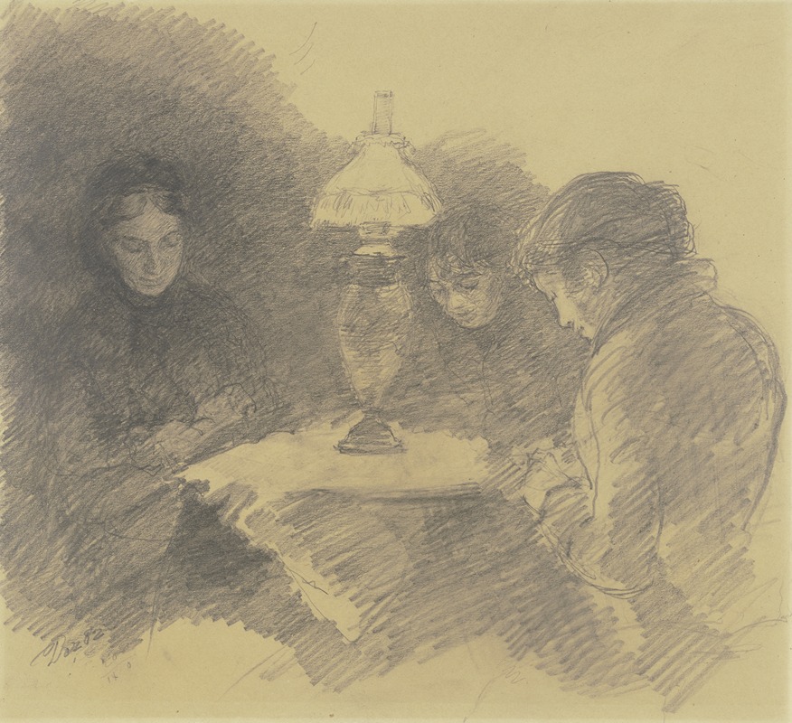 Louis Eysen - Drei Frauen unter einer Tischlampe