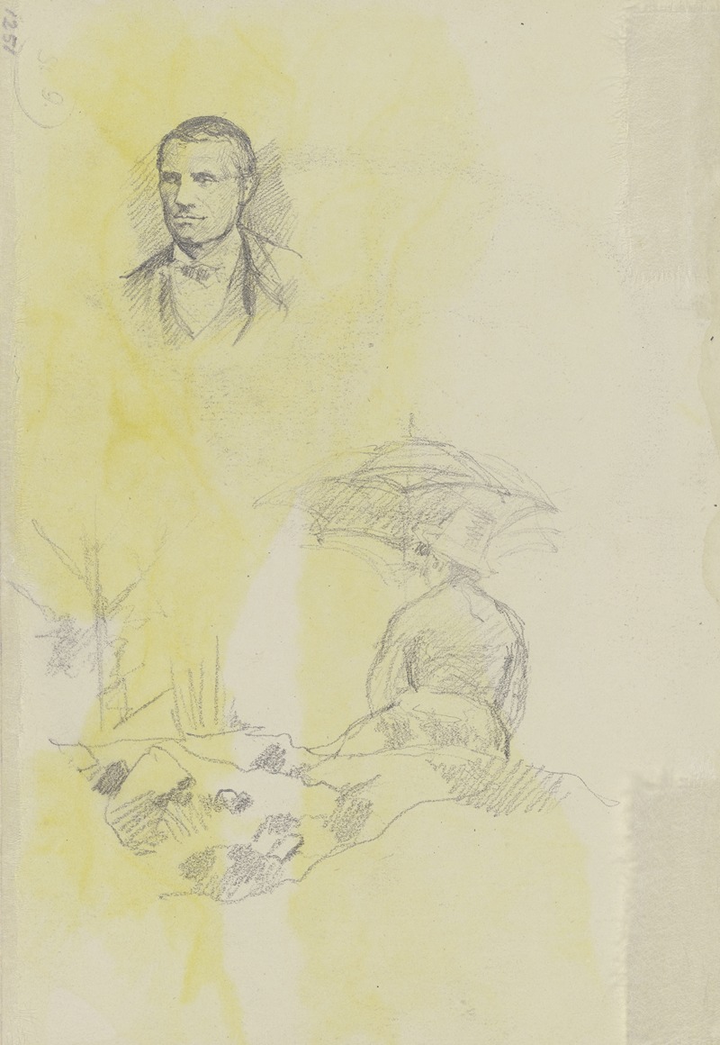 Louis Eysen - Männerporträt und Maler mit Sonnenschirm
