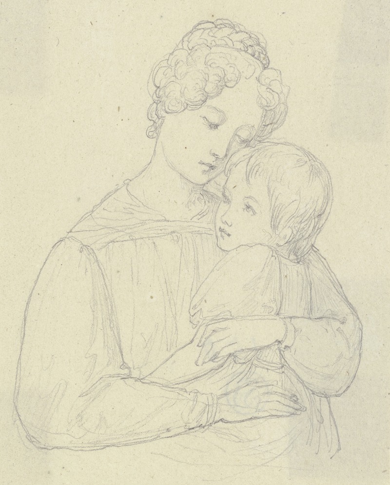 Marie Ellenrieder - Eine Mutter, ihr Kind umarmend