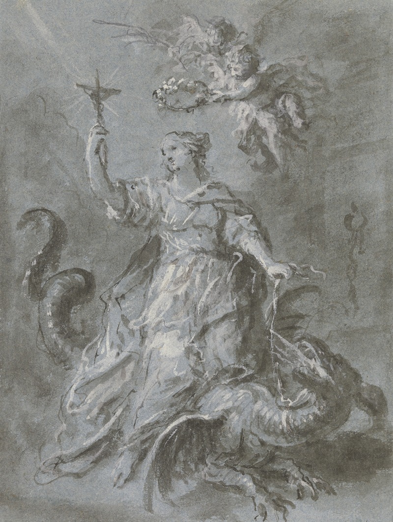 Martin Johann Schmidt - Die Heilige Margarethe auf dem Drachen, von zwei Engeln gekrönt