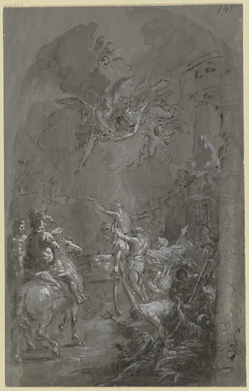 Martin Johann Schmidt - Martyrium des Heiligen Veit, der nackte Heilige, von Folterknechten umgeben, am Ölkessel, in der Luft Engel mit der Märtyrerkrone