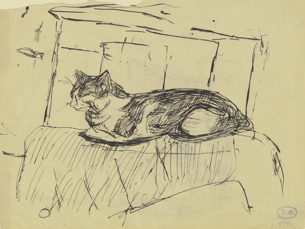 Max Beckmann - Auf einem Möbelstück liegende Katze