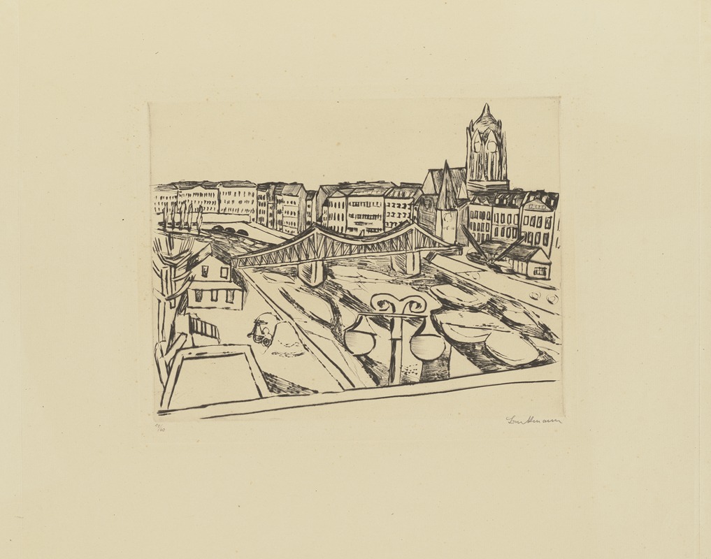 Max Beckmann - City View with ‘Eiserner Steg’ (Iron Bridge)