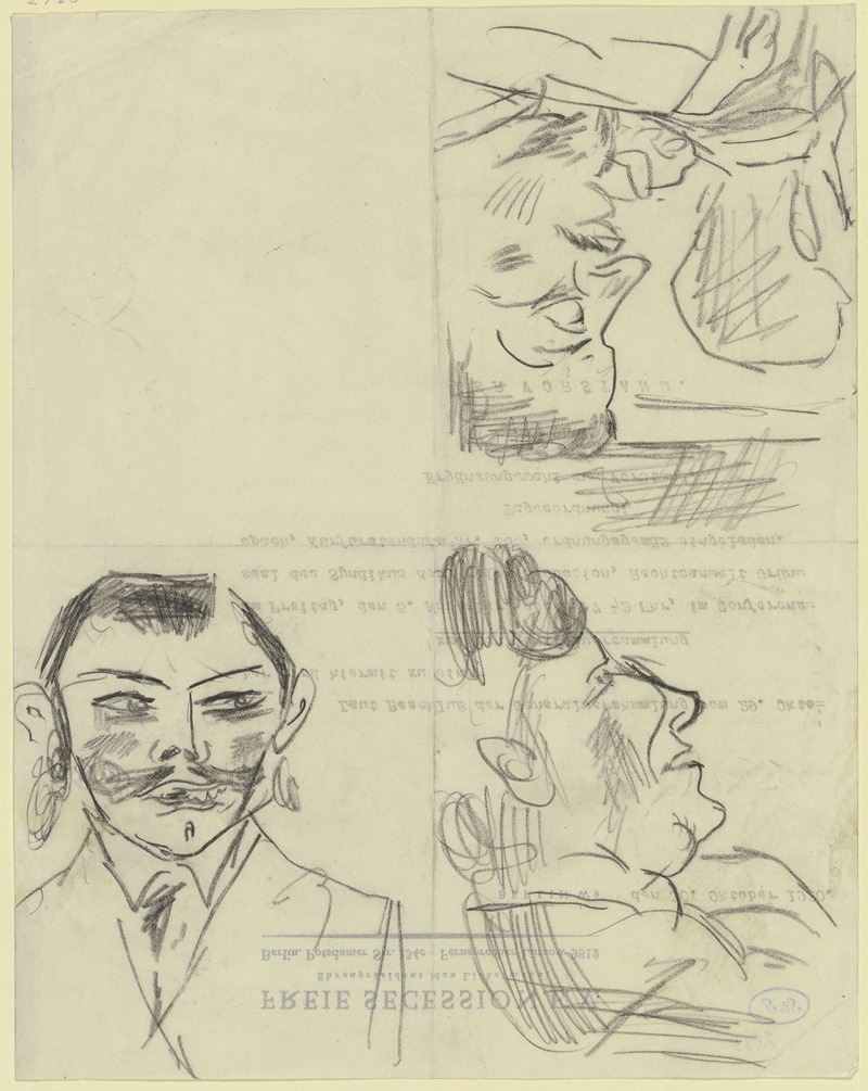 Max Beckmann - Drei Zeichnungen mit Männerköpfen