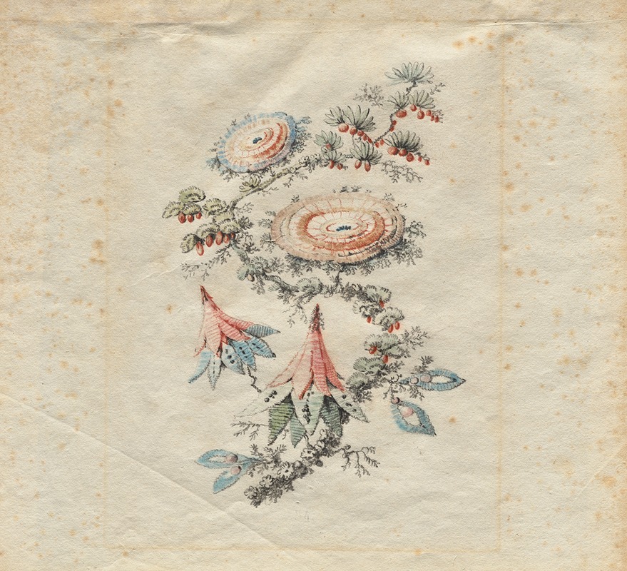 Jean-Baptiste Pillement - Flower Embroidery Design for Silk Manufactory of Lyon