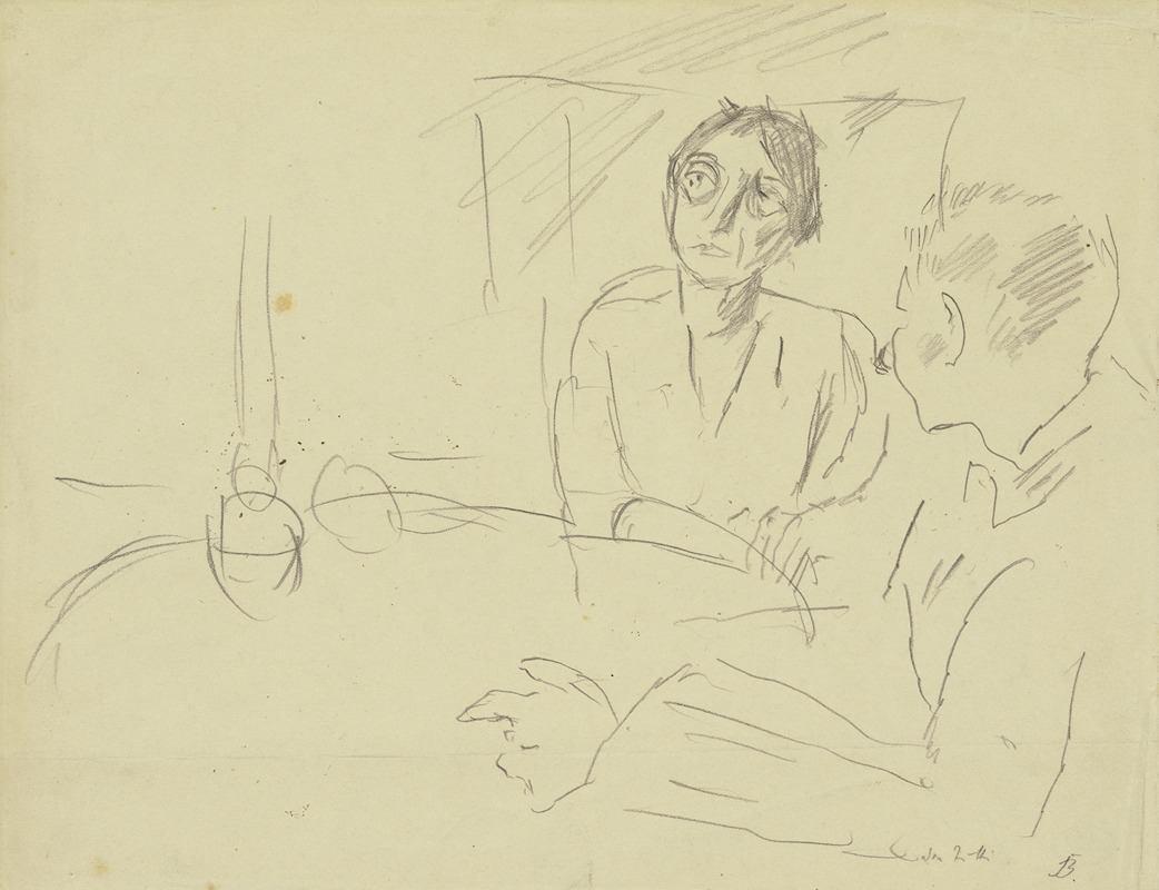 Max Beckmann - Frau und Mann an rundem Tisch sitzend