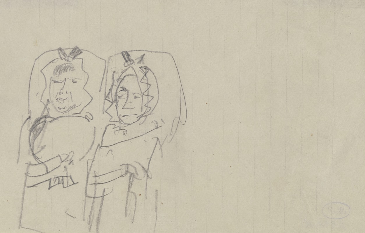 Max Beckmann - Zwei – wohl erwachsene – Figuren in Babykluft, stehend