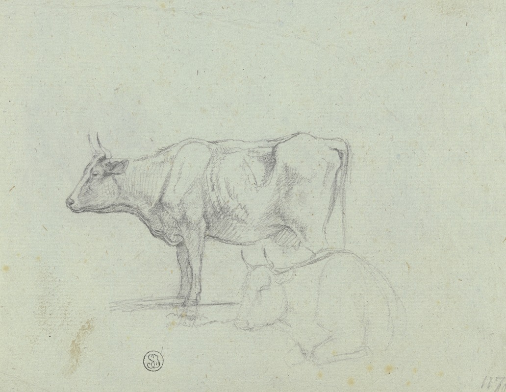 Max Joseph Wagenbauer - Zwei Rinder, stehend und liegend
