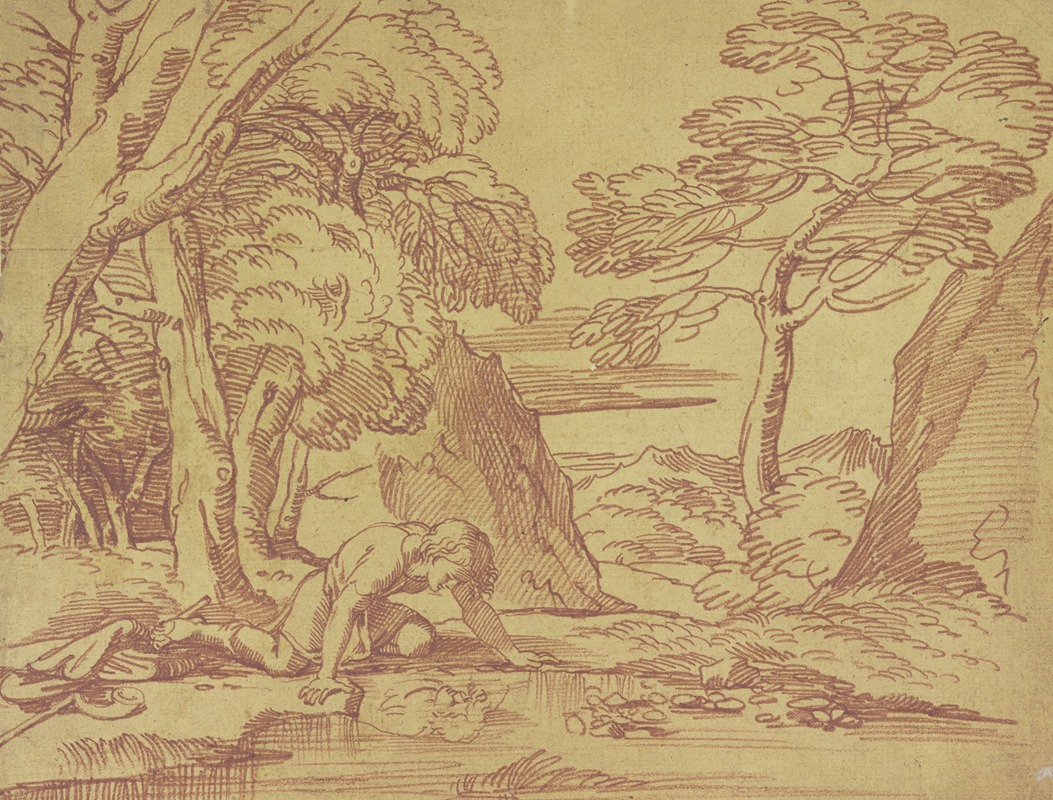 Michel Corneille the younger - Narcissus betrachtet sein Spiegelbild in der Quelle