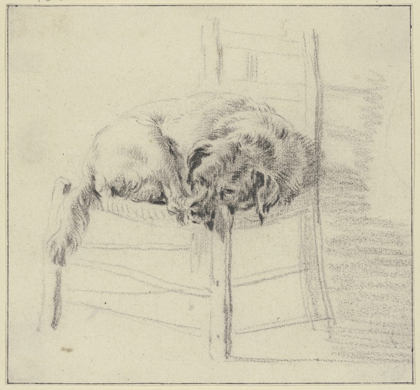 Nicolaes Pietersz. Berchem - Ein Hund auf einem Stuhl liegend
