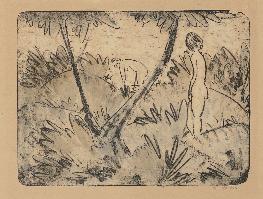 Otto Mueller - Zwei Mädchen mit gegabeltem Baum
