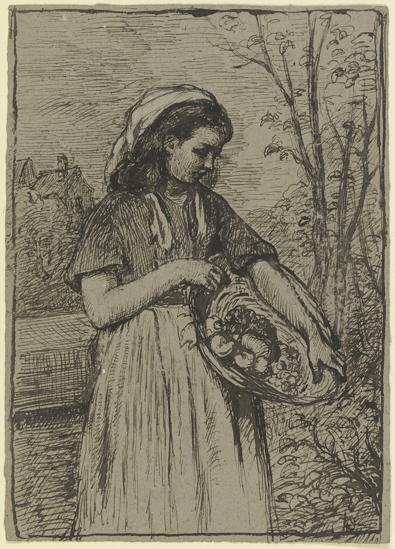 Otto Scholderer - Girl with a fruit basket