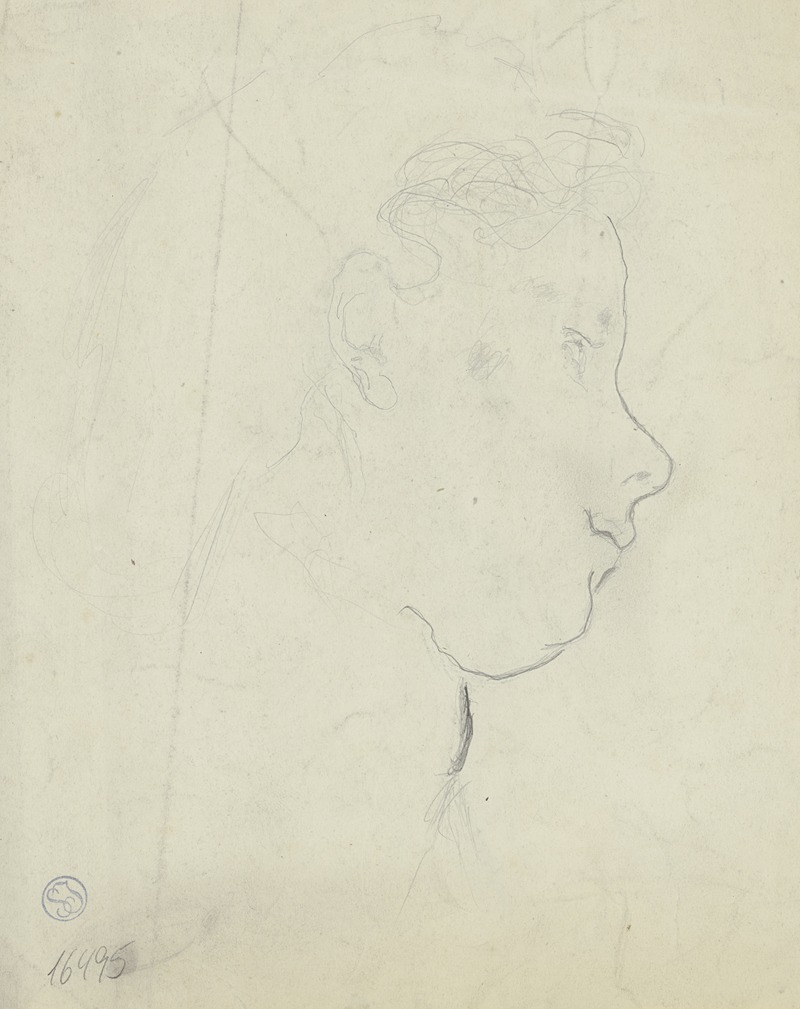 Otto Scholderer - Kopf eines jungen Mädchens im Profil nach rechts
