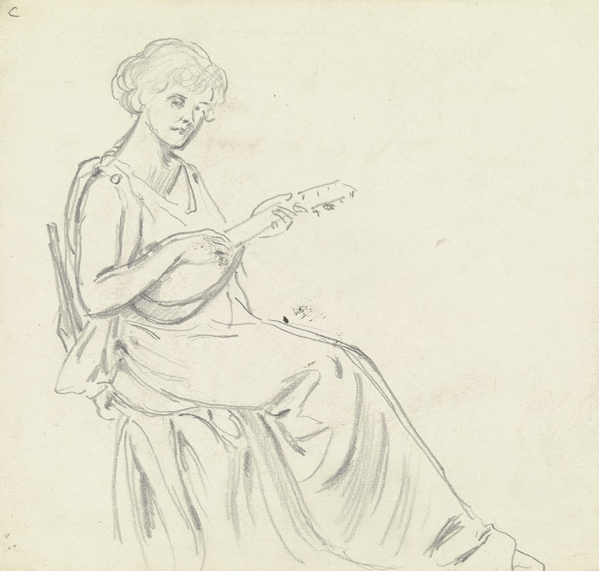 Otto Scholderer - Mandoline spielende Frau