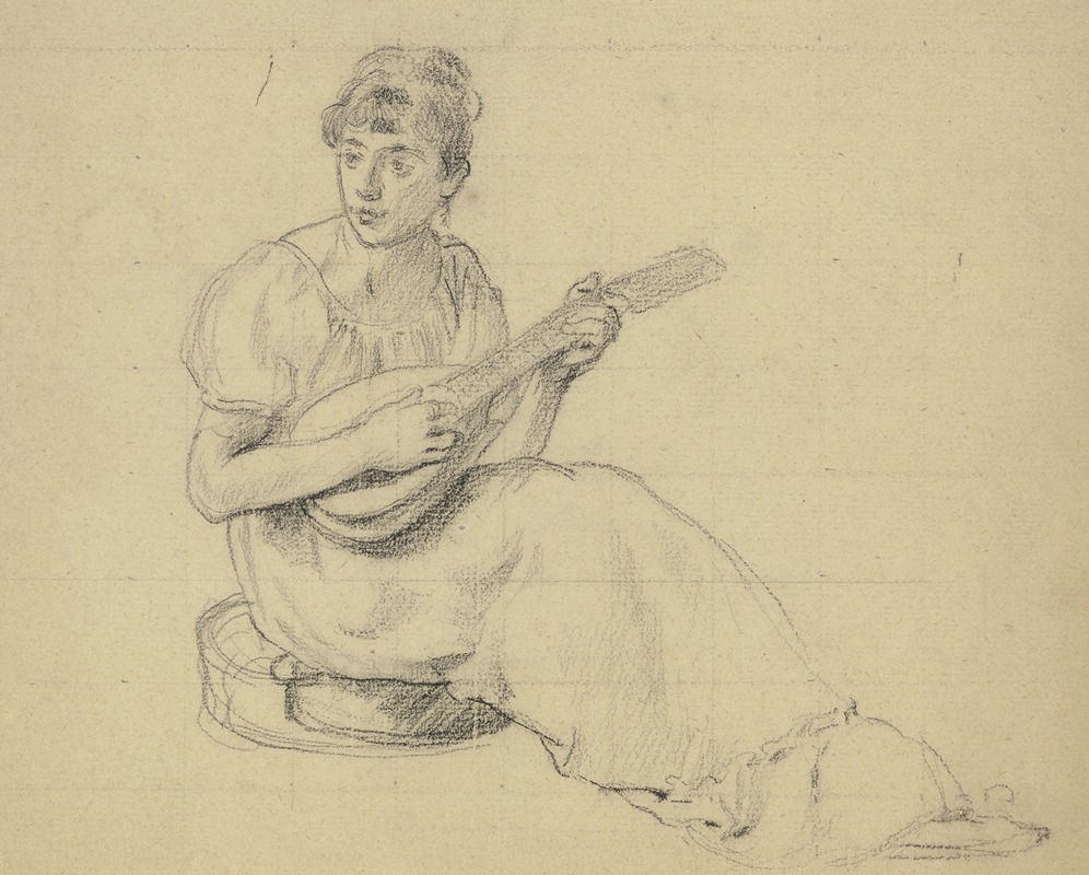 Otto Scholderer - Mandoline spielende Frau