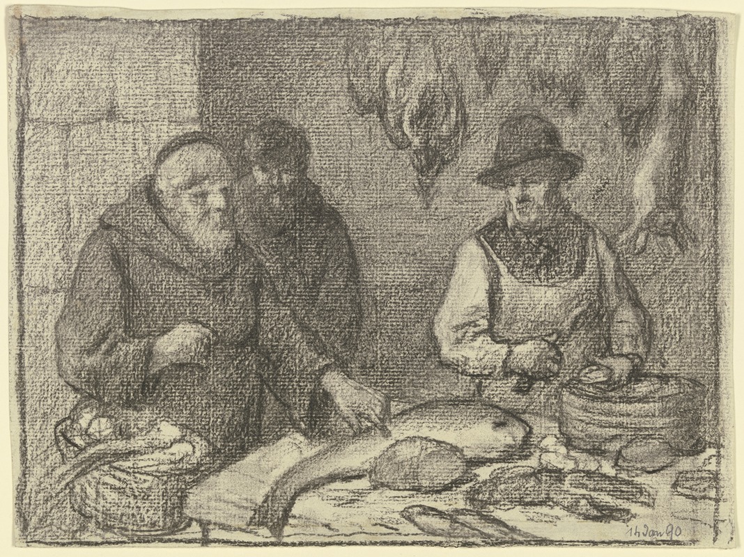 Otto Scholderer - Monk with a fishmonger