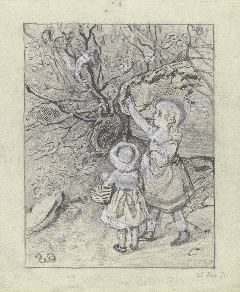 Otto Scholderer - Zwei Kinder an einem Busch