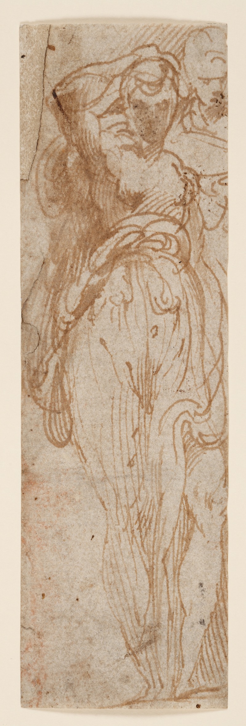 Parmigianino - Stehende Frau von vorn, die Rechte zum Kopf führend, rechts hinter ihr eine zweite Figur