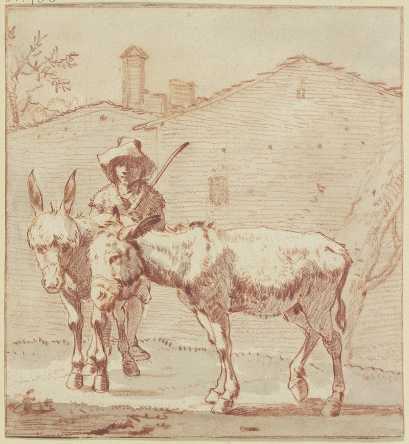 Paulus Constantijn la Fargue - Two donkeys and their driver