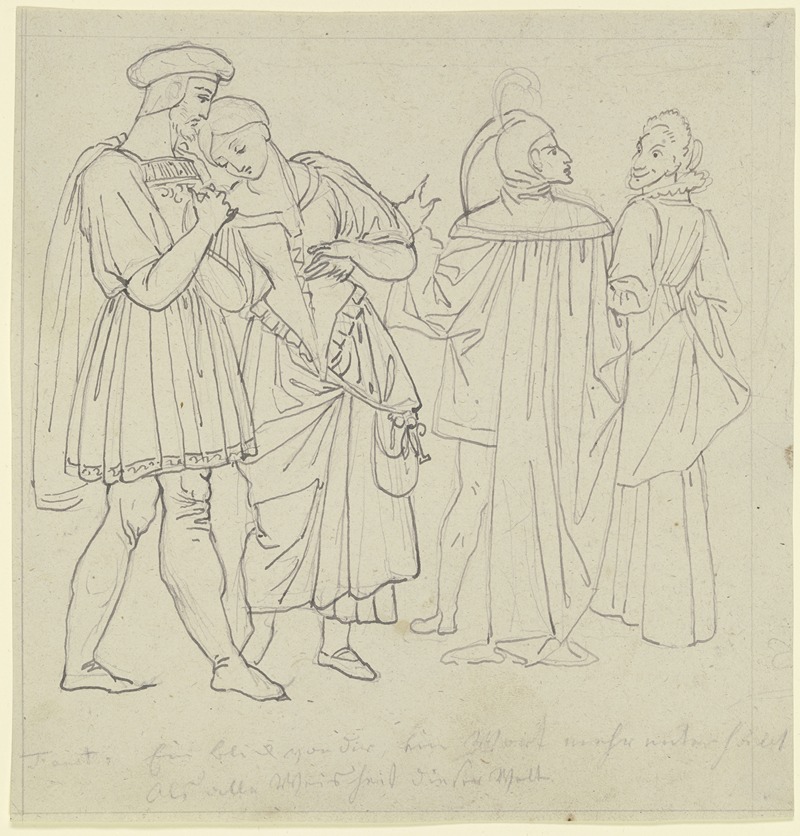 Peter von Cornelius - Der Spaziergang im Garten; Faust und Gretchen, Mephisto und Marthe