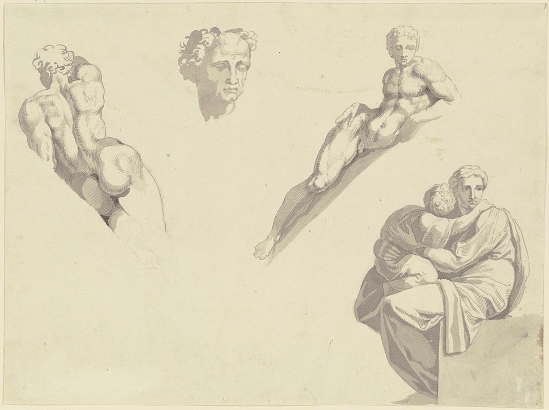 Peter von Cornelius - Studien aus der Sixtinische Kapelle des Michelangelo nach Kupferstichen gezeichnet