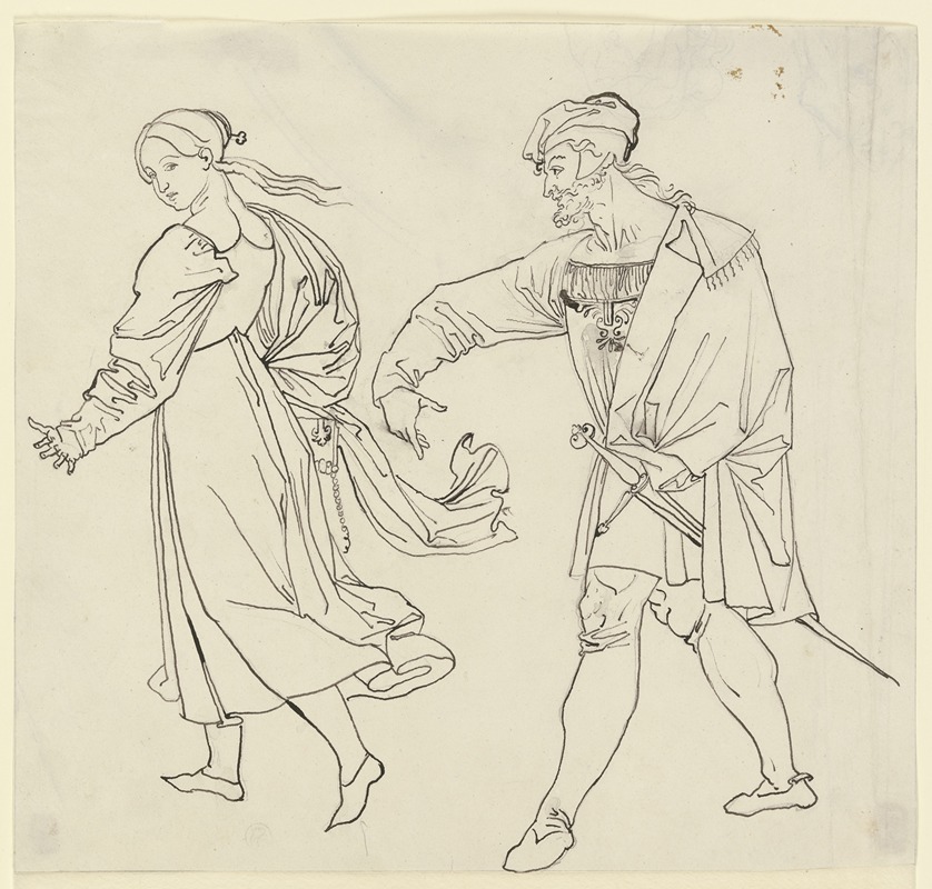 Peter von Cornelius - Szene am Ausgang der Kirche; Faust und Gretchen