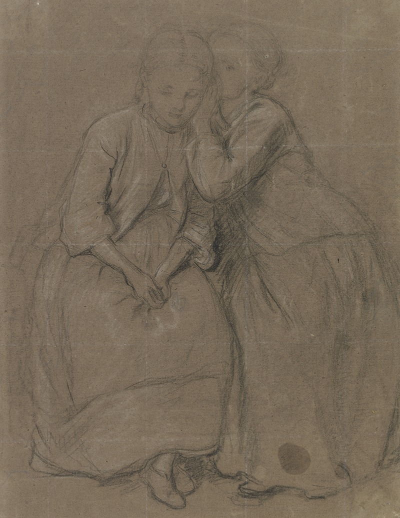 Philipp Rumpf - Zwei kleine Mädchen nebeneinander sitzend, die eine flüstert der anderen etwas ins Ohr