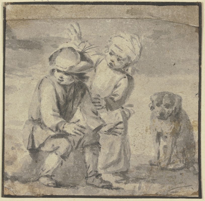 Philips Wouwerman - Zwei Knaben bei einem Hunde, der rechts sitzt