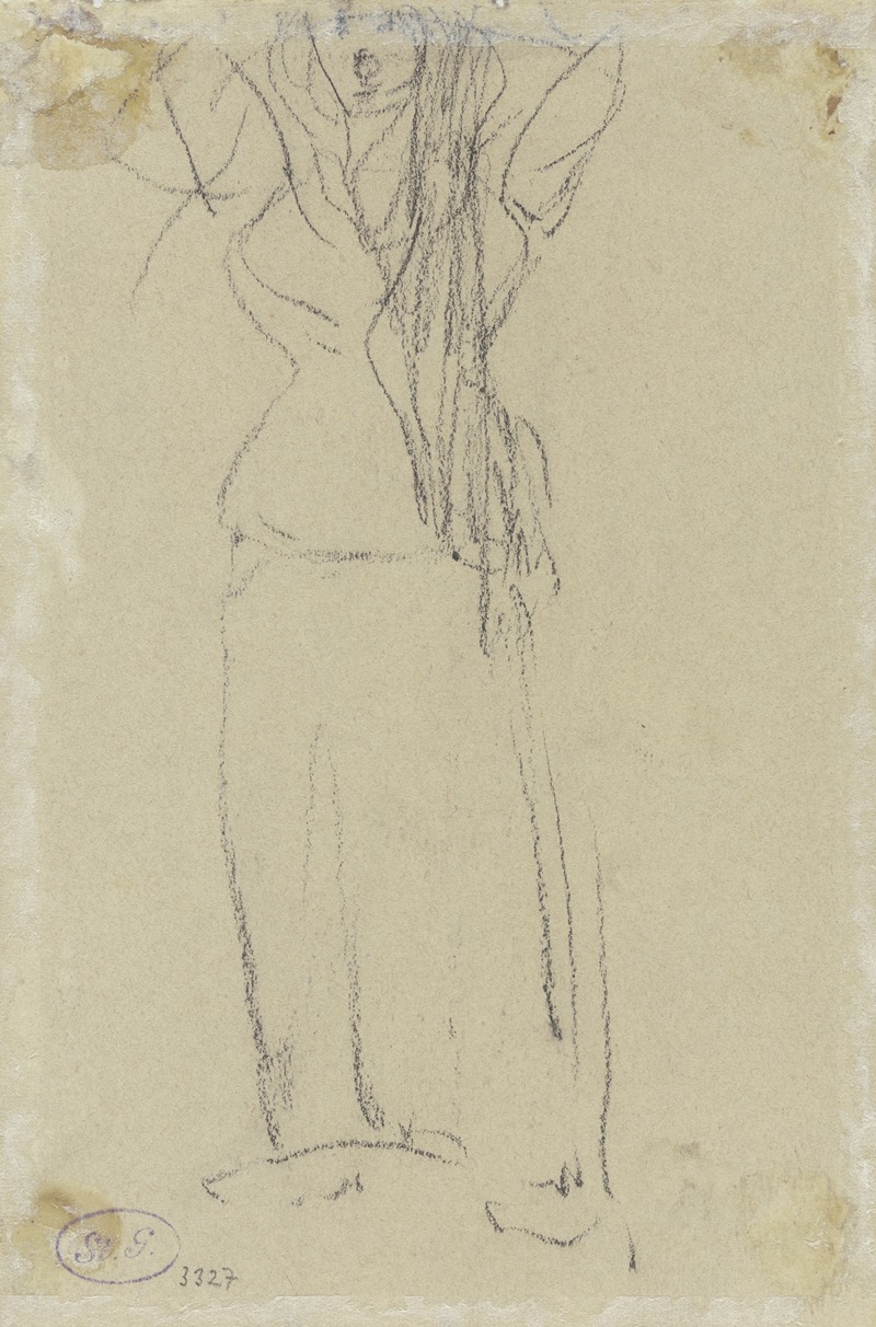 Piet Mondrian - Flüchtige Skizze einer Frauenfigur mit erhobenen Armen