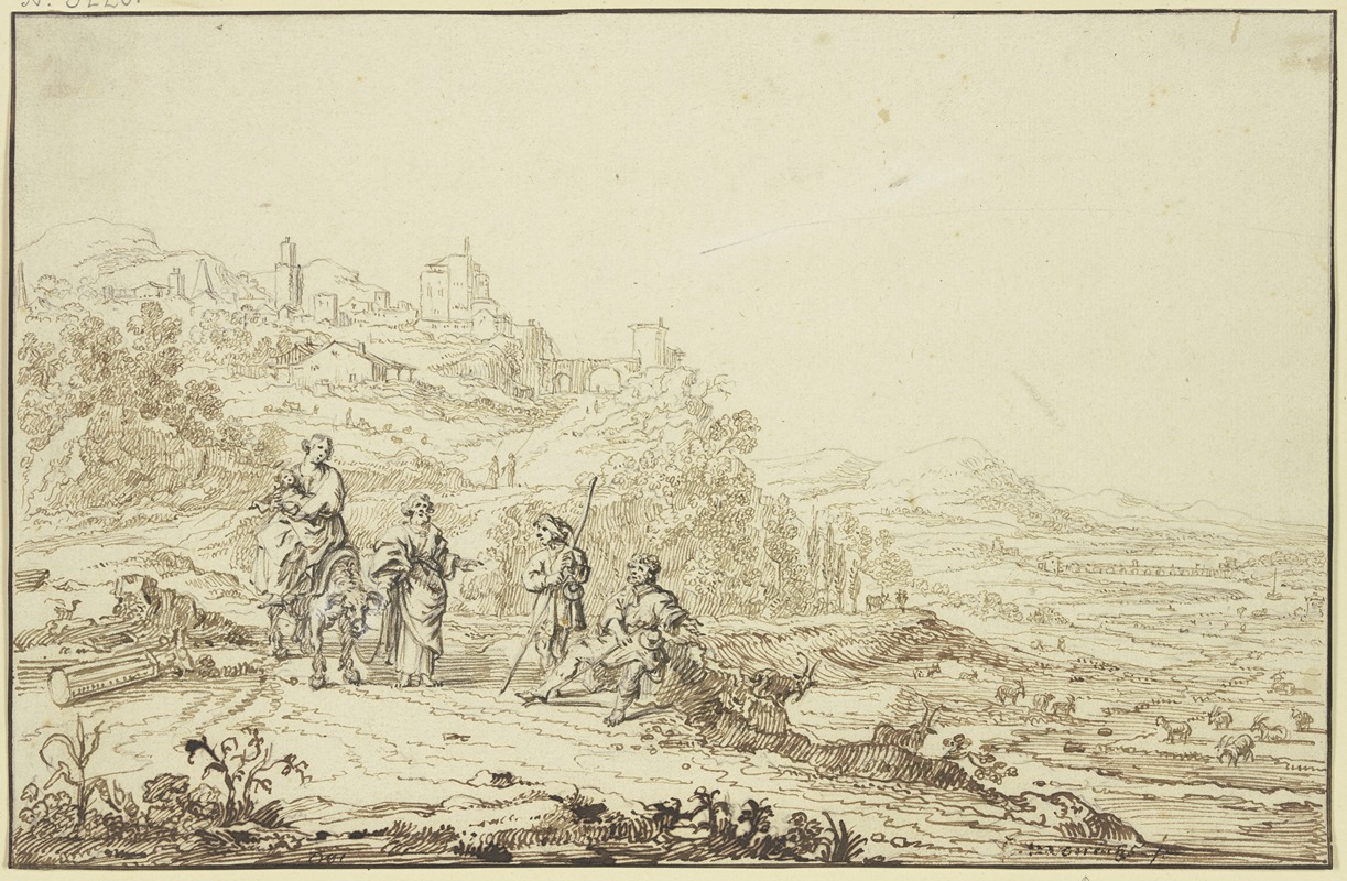 Pieter Moninckx - Landschaft mit Hirten und der Flucht nach Ägypten