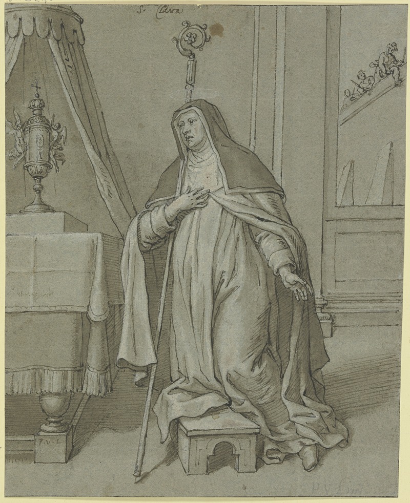 Pieter van Lint - Die Heilige Klara von Assisi vor der Hostie kniend