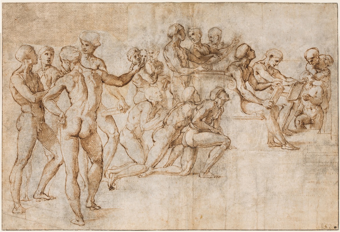 Raphael - Study for the lower left section of the Disputa
