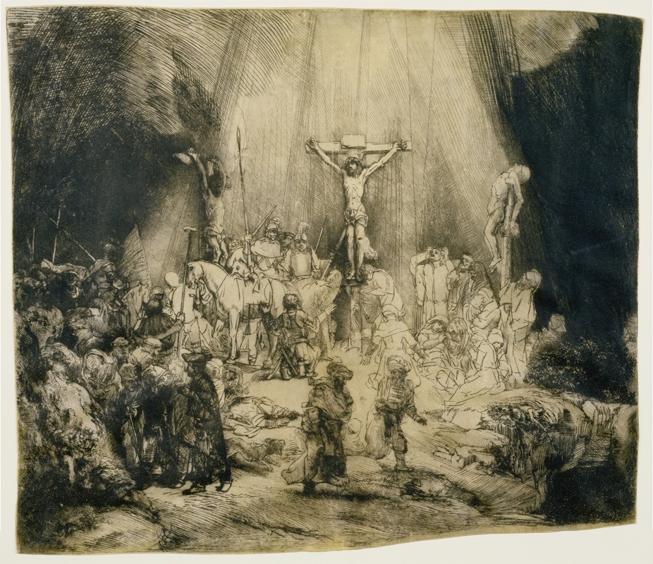 Rembrandt van Rijn - Christ crucified between the two thieves; ‘The three crosses’