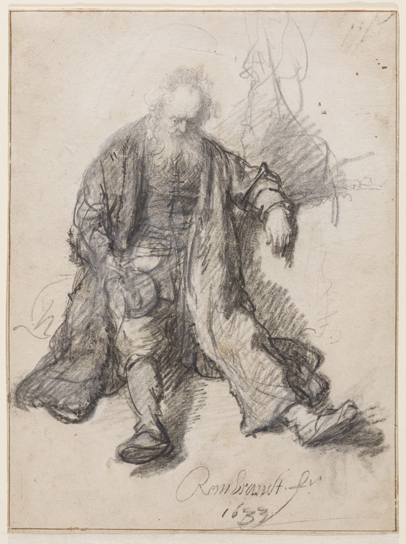 Rembrandt van Rijn - Old Man Seated (The Drunken Lot)