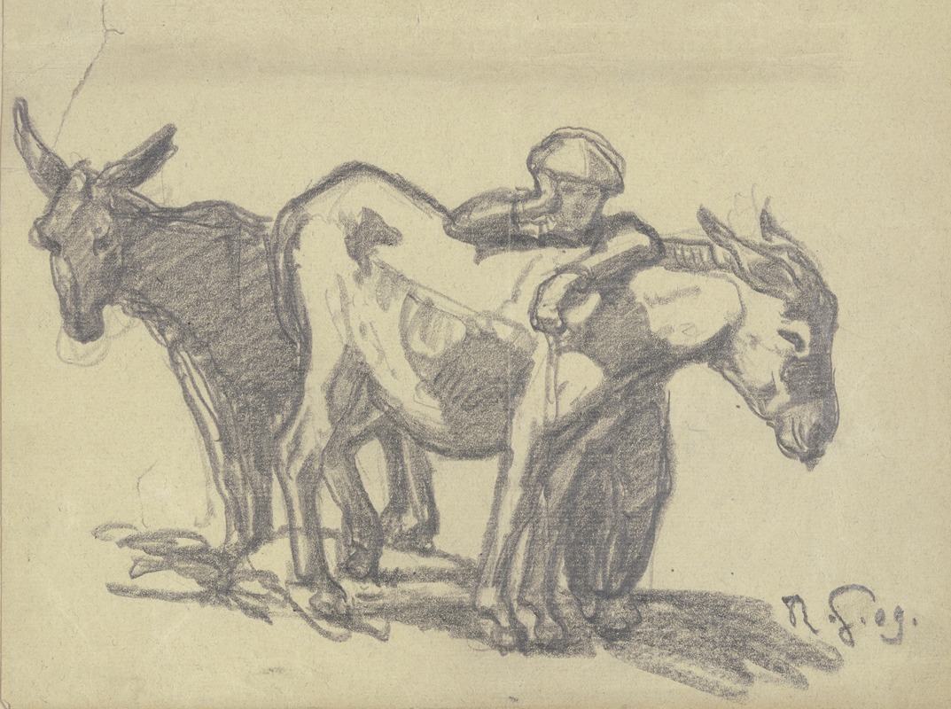 Rudolf Gudden - Boy with two donkeys