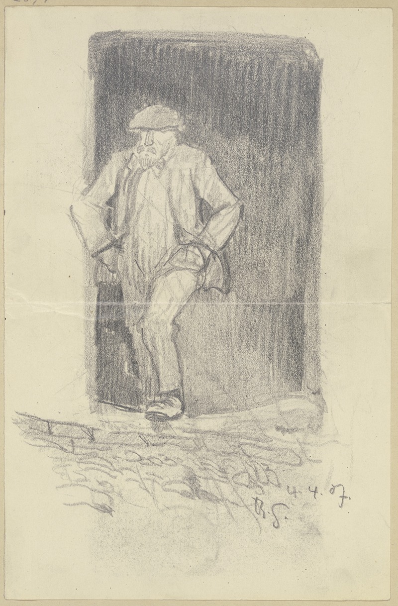 Rudolf Gudden - Ein alter Mann, die Hände in Taschen, in einer Tür lehnend