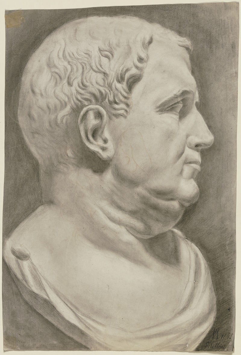 Victor Müller - Antike Büste eines feisten Mannes im Profil nach rechts