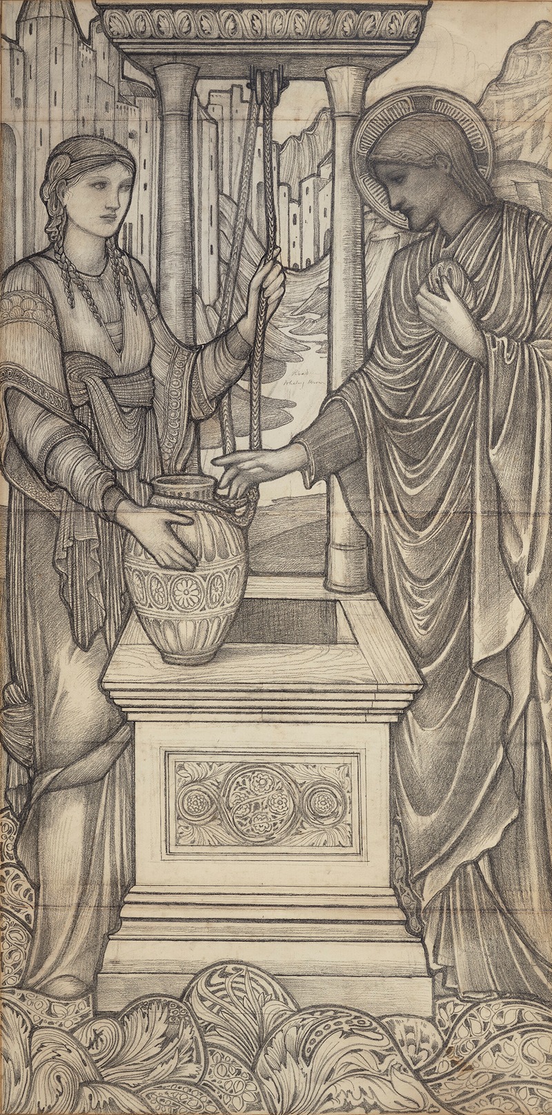 Sir Edward Coley Burne-Jones - Christ and the Woman of Samaria at the Well