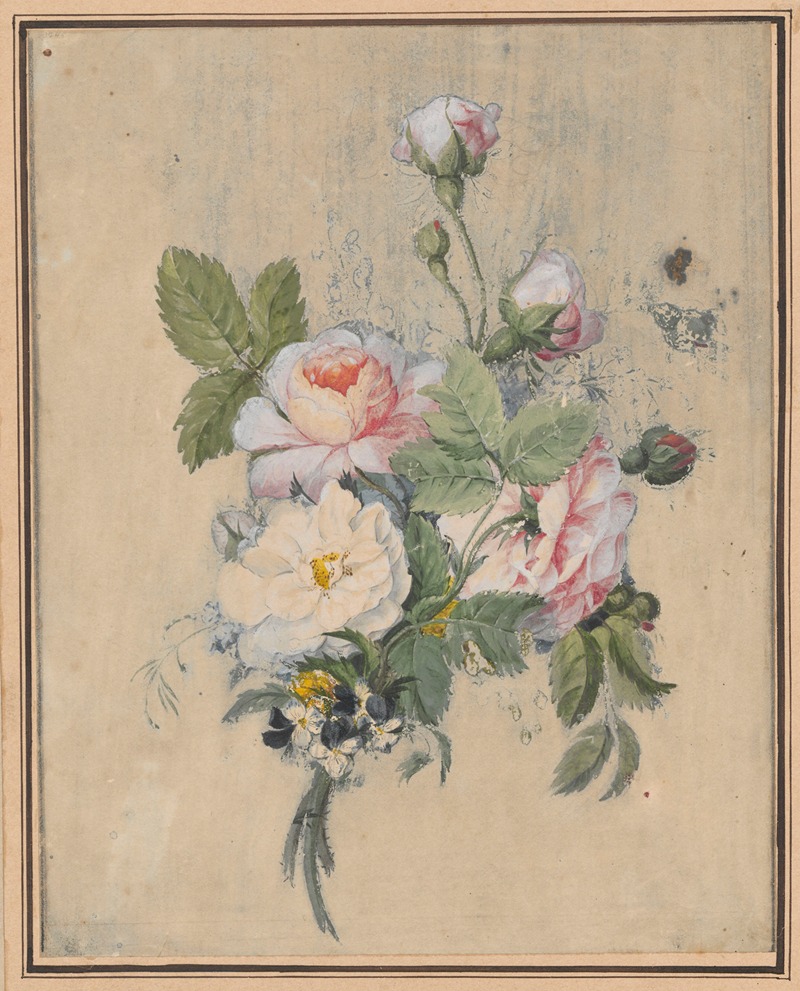 Henryka Beyer - A bouquet of roses and pansies