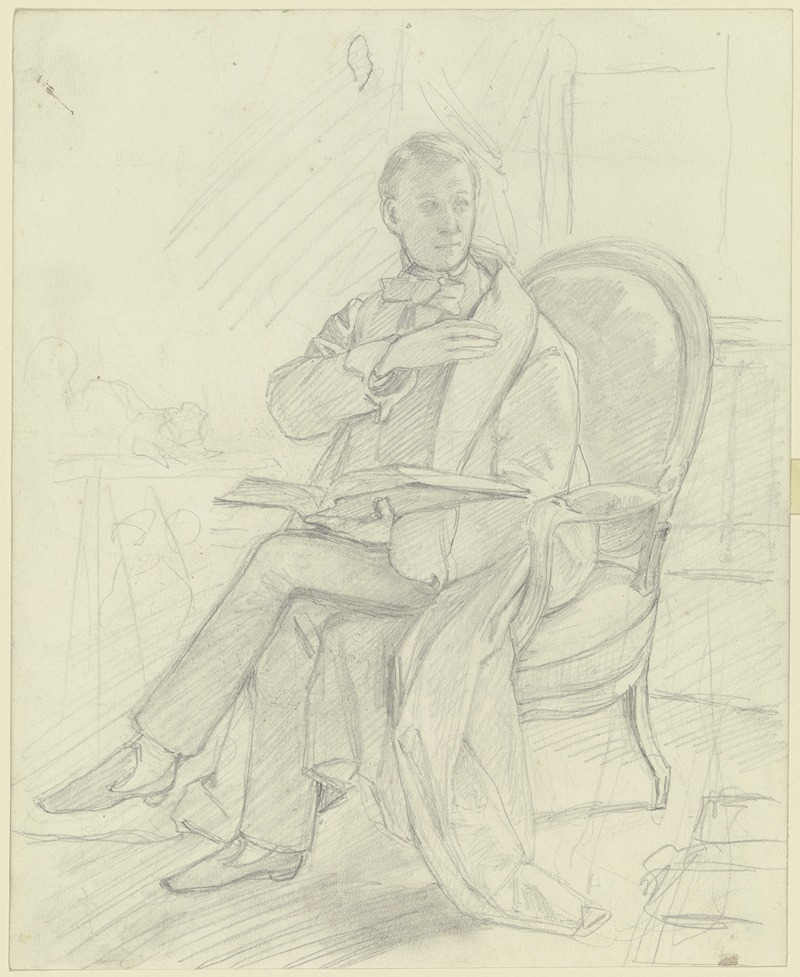 Jakob Becker - Junger Mann mit Buch in einem Sessel sitzend