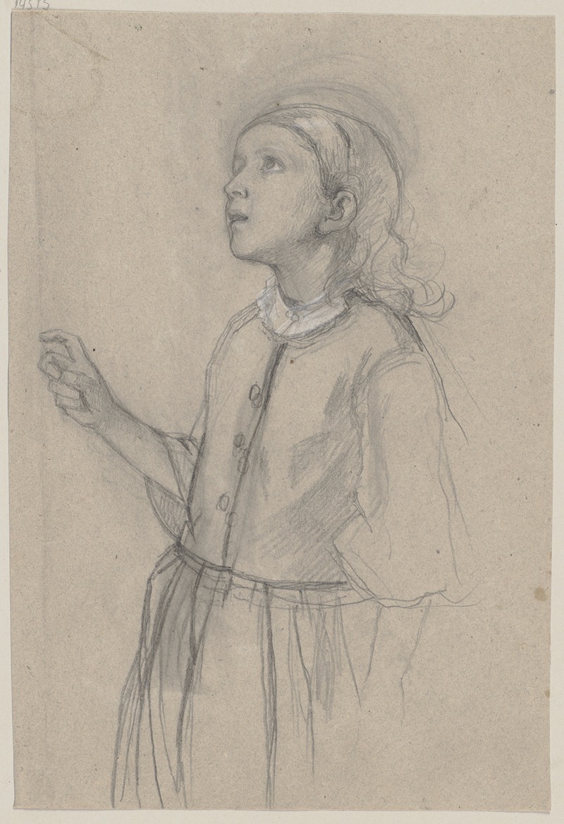 Jakob Becker - Kleines Mädchen, von links gezeichnet