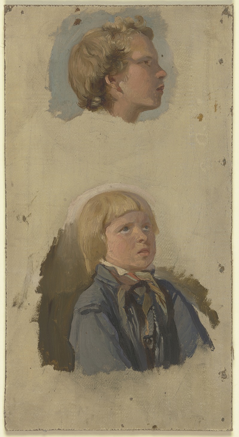 Jakob Becker - Study of a head of two boys